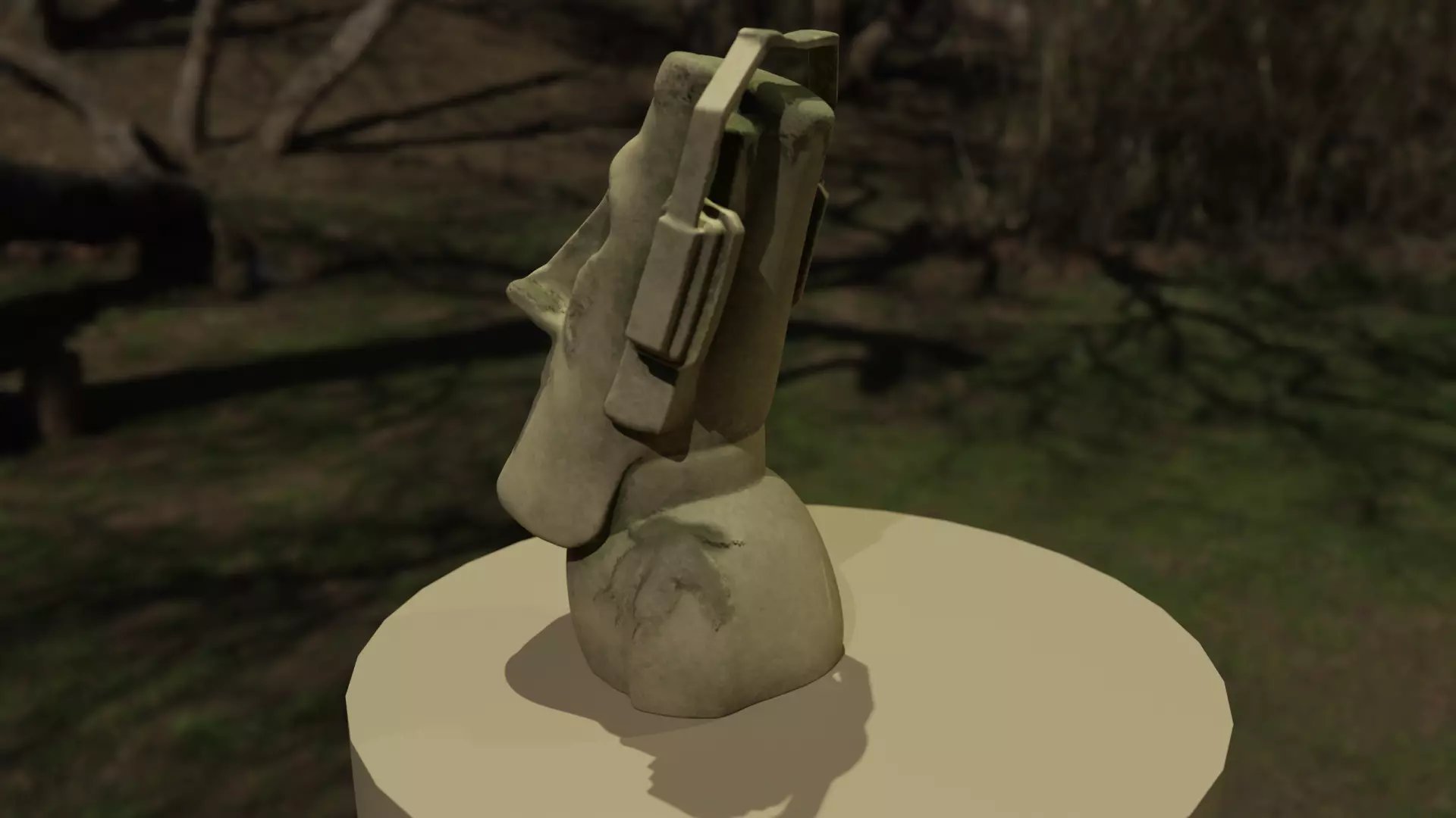 Moai Statue Sculpted in Blender Textured in Substance Painter 3D model_6