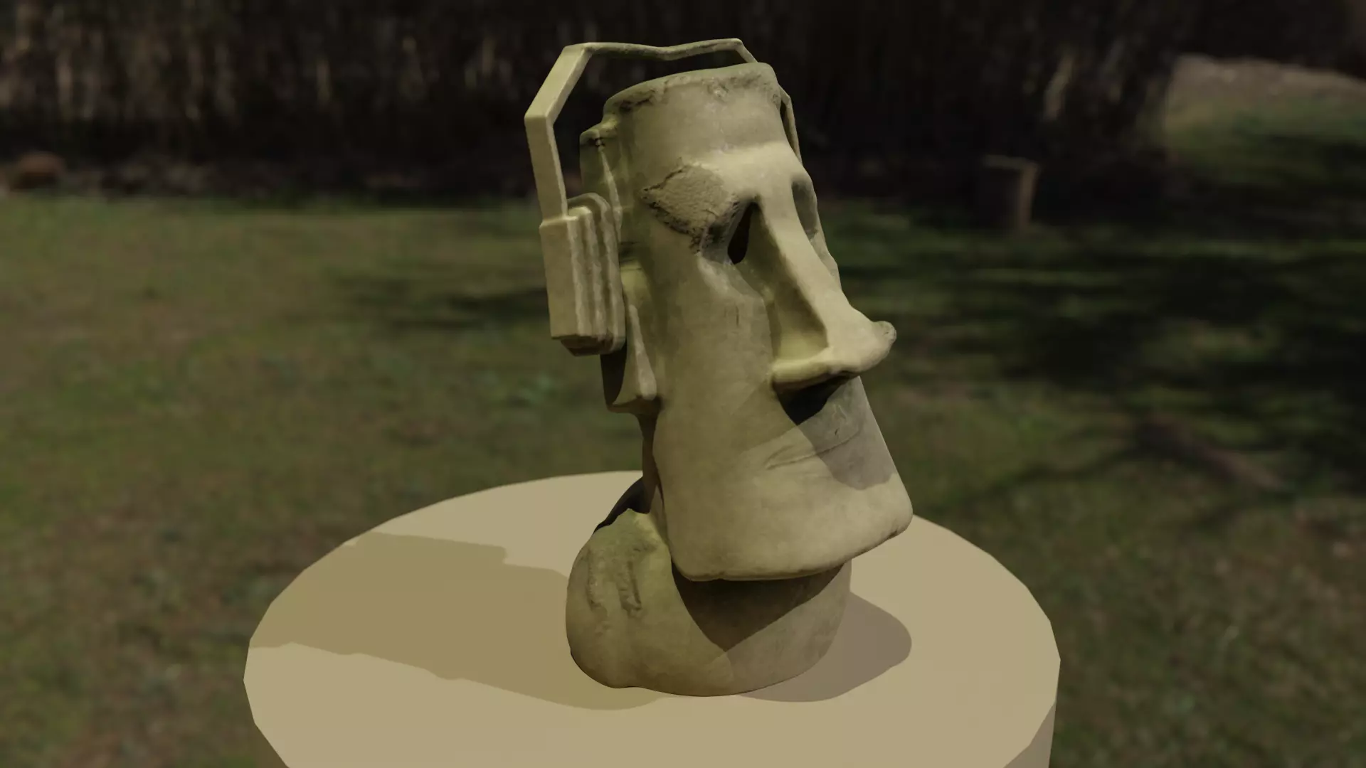 Moai Statue Sculpted in Blender Textured in Substance Painter 3D model_3