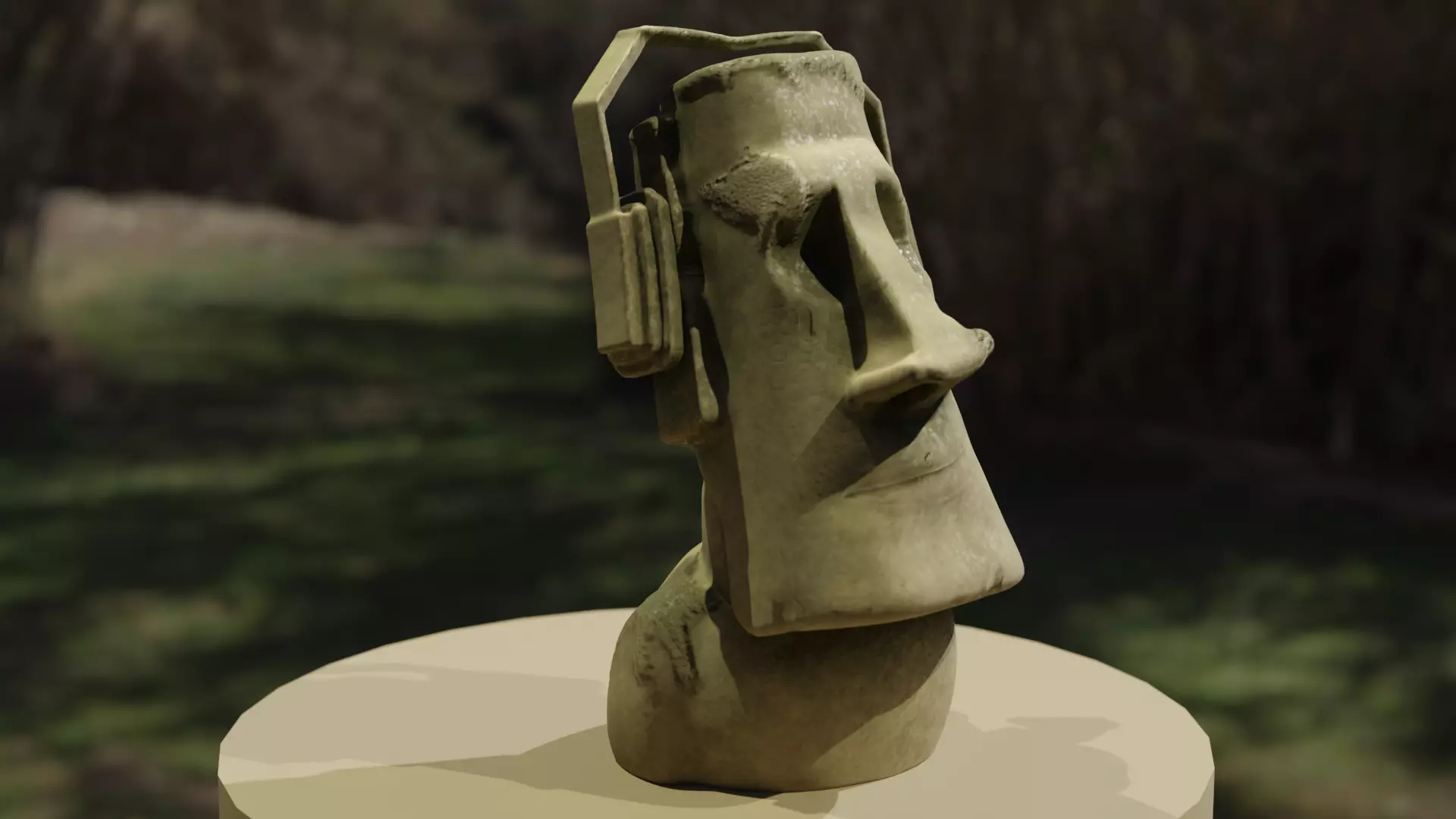 Moai Statue Sculpted in Blender Textured in Substance Painter 3D model_4