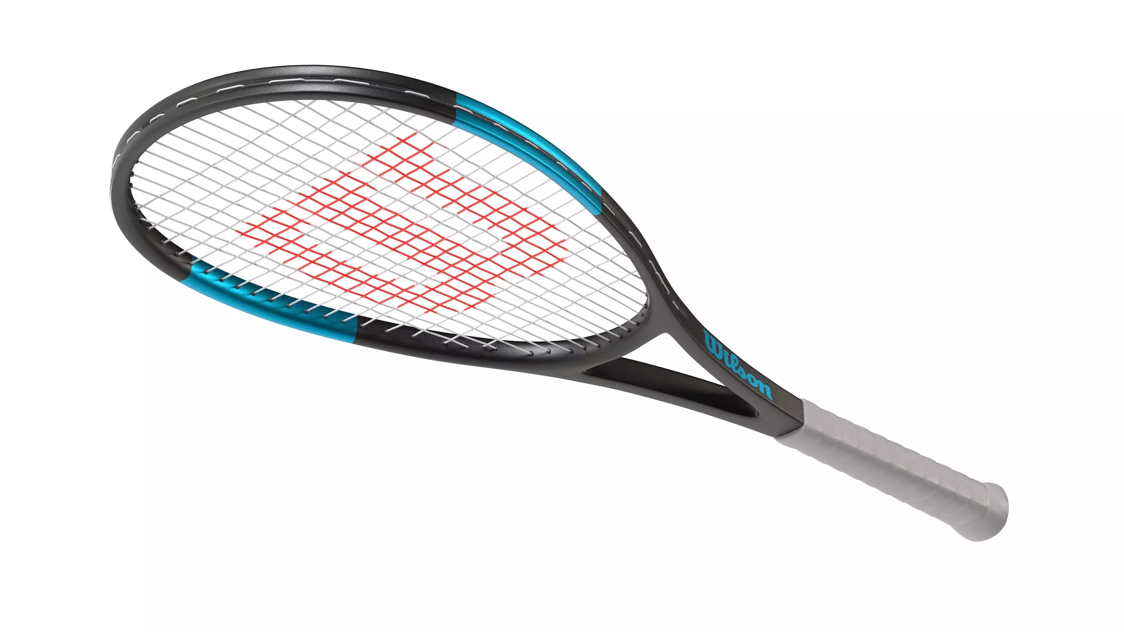 squash racket black blue Low-poly 3D model_7