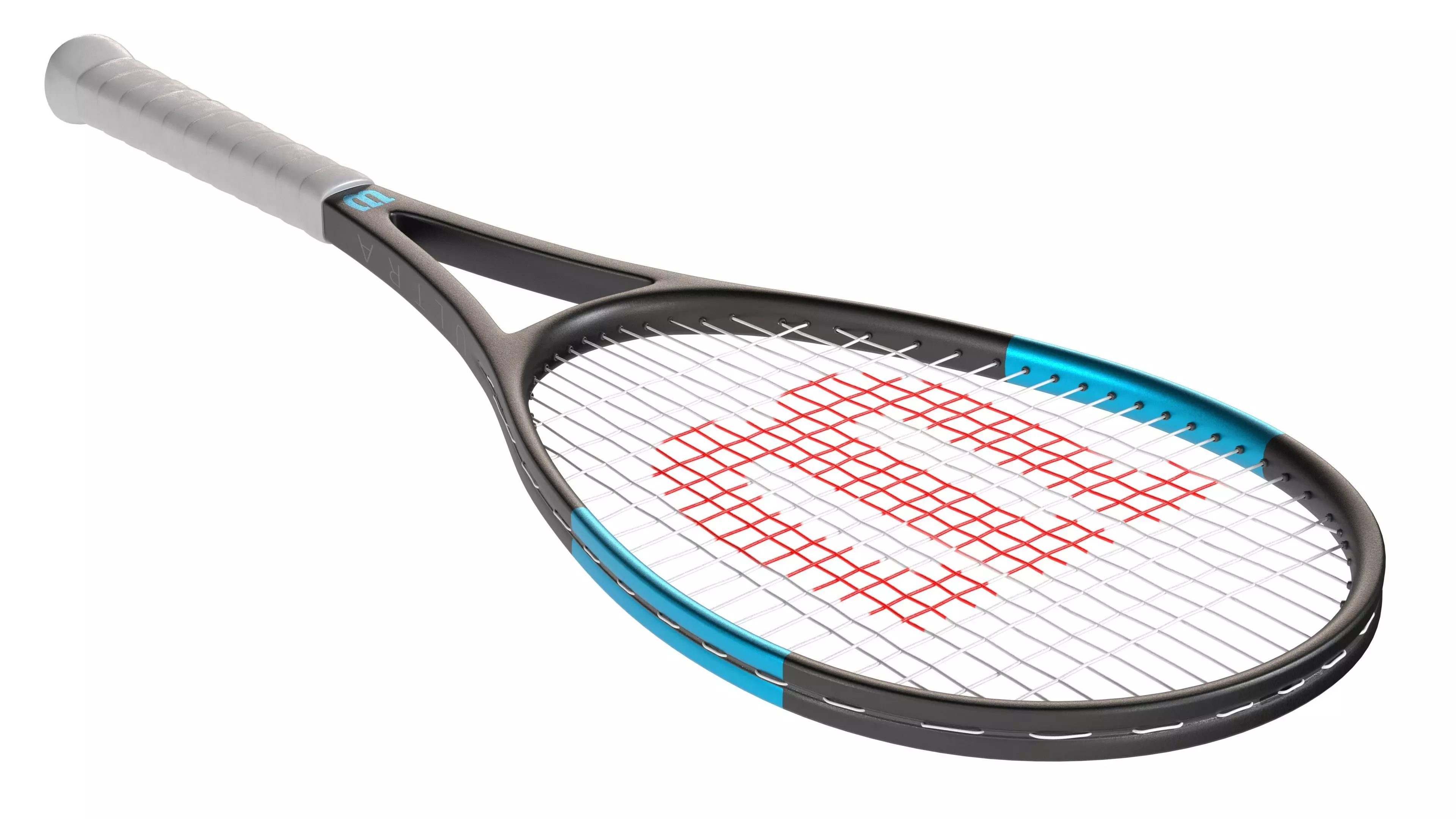 squash racket black blue Low-poly 3D model_2