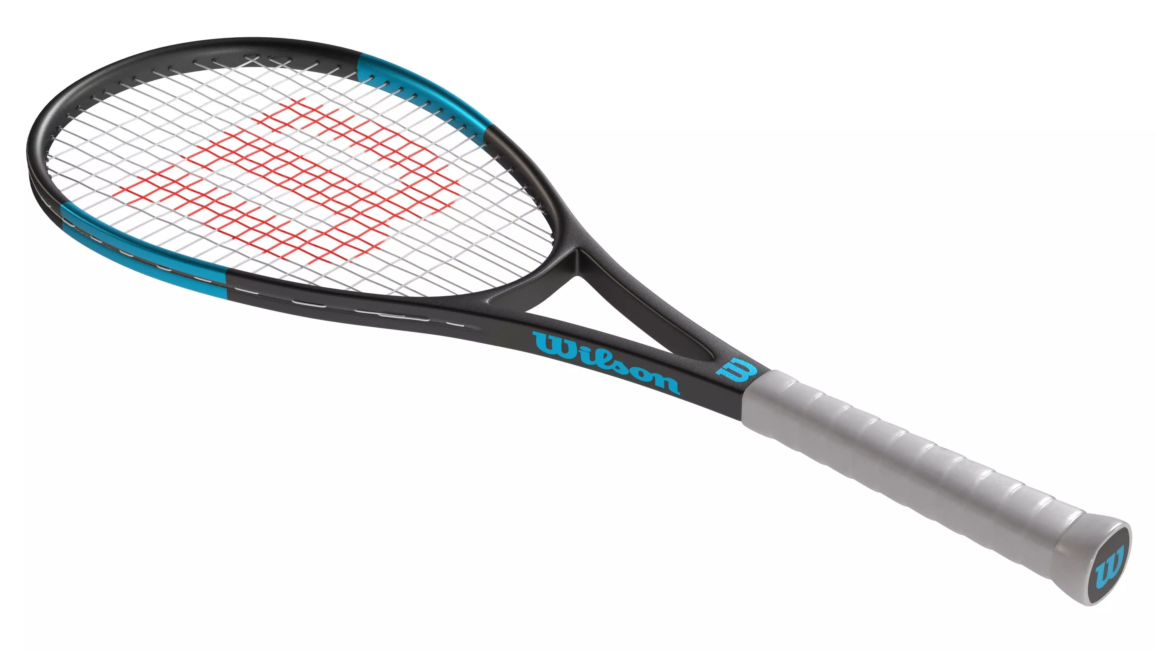 squash racket black blue Low-poly 3D model_0