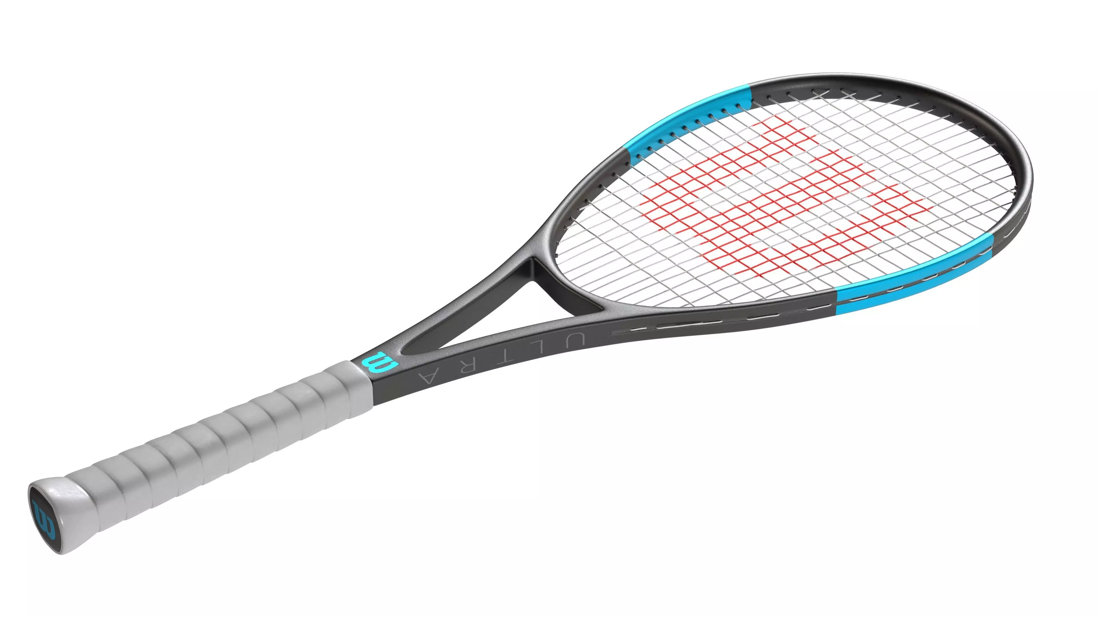 squash racket black blue Low-poly 3D model_1