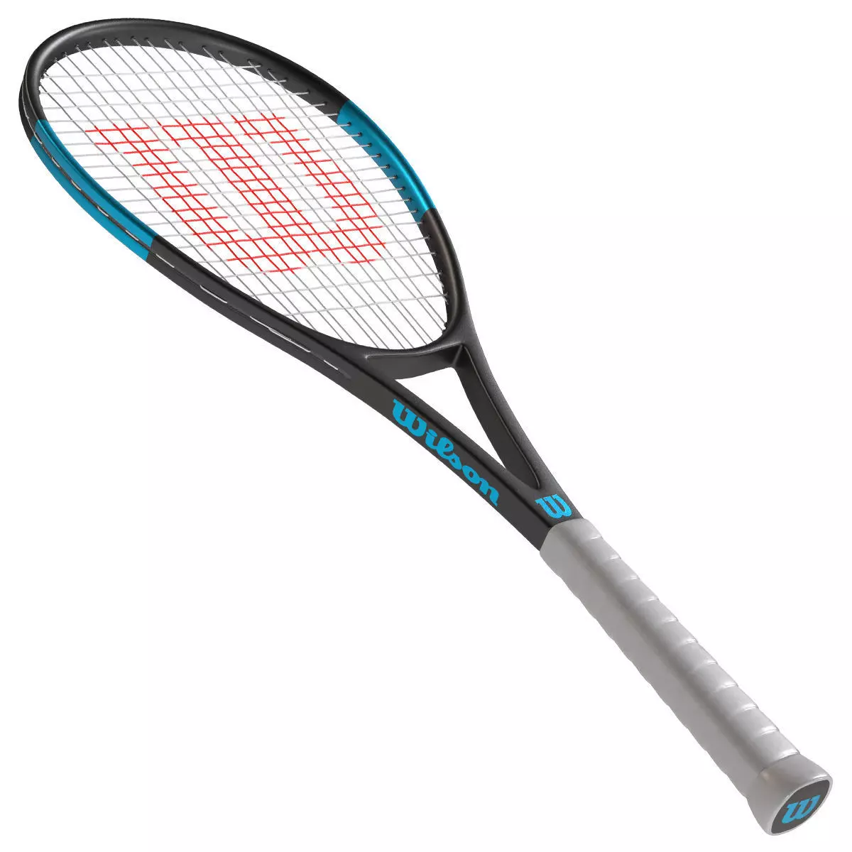 squash racket black blue Low-poly 3D model_9