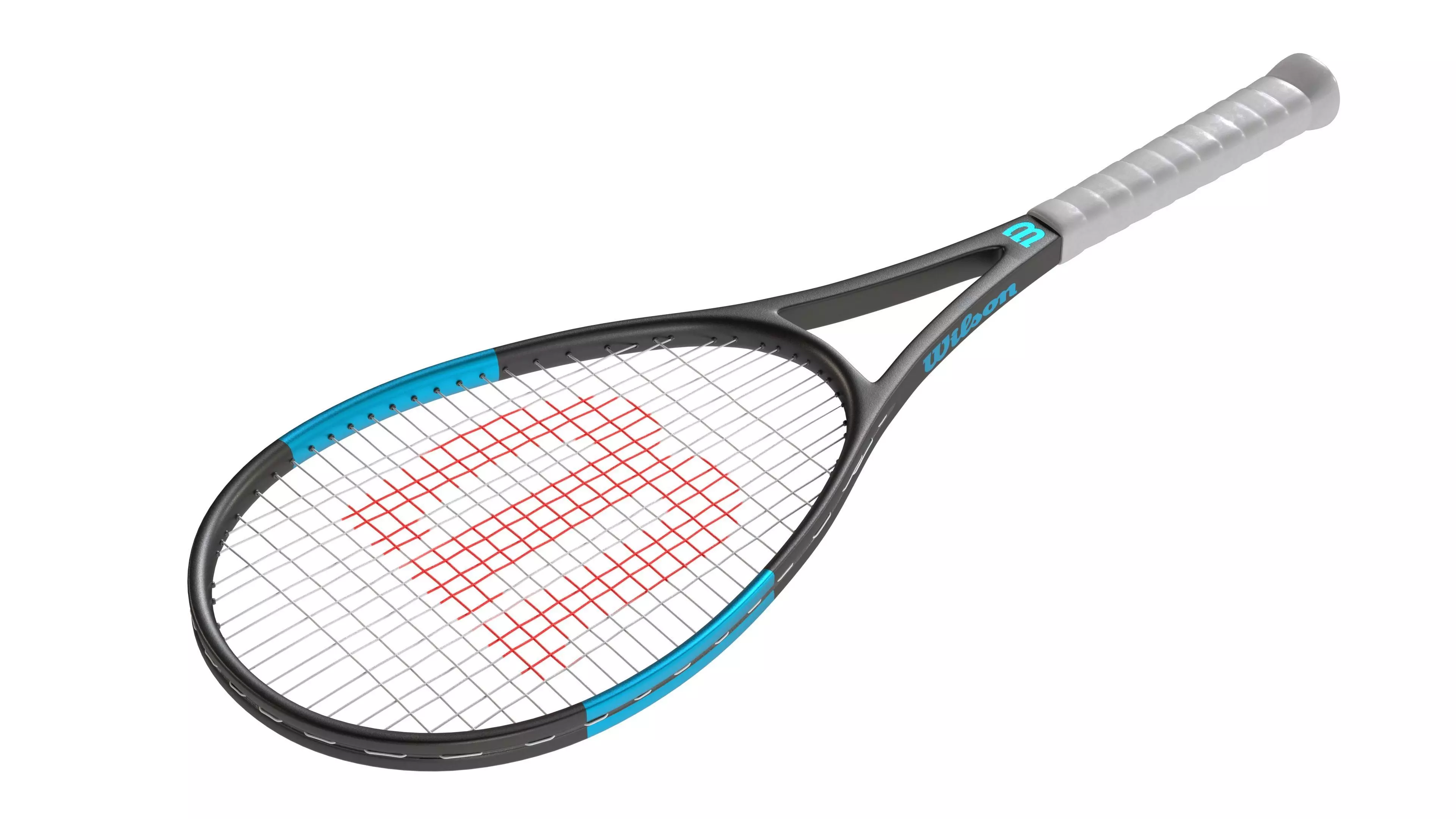 squash racket black blue Low-poly 3D model_6