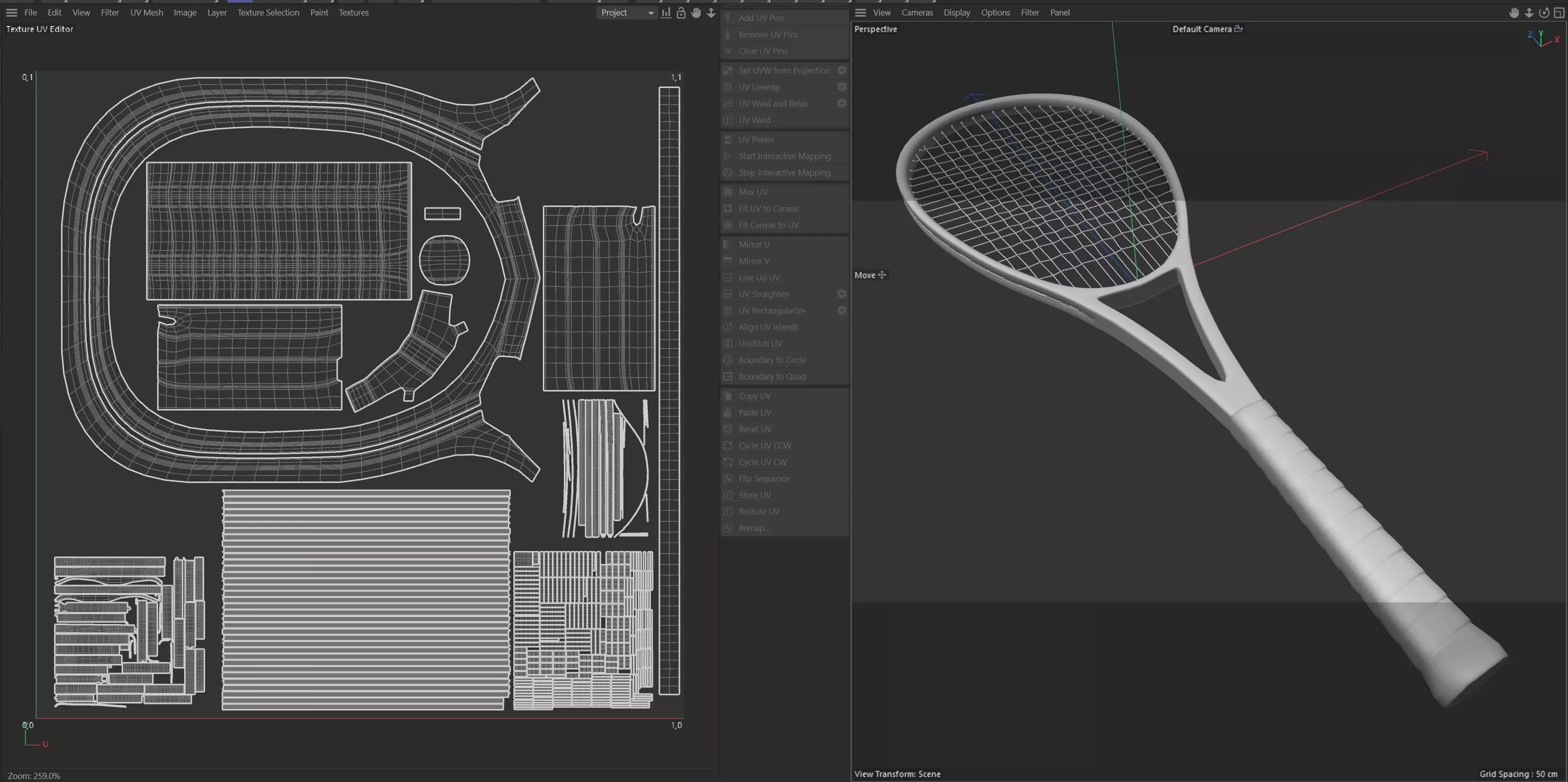 squash racket black blue Low-poly 3D model_10