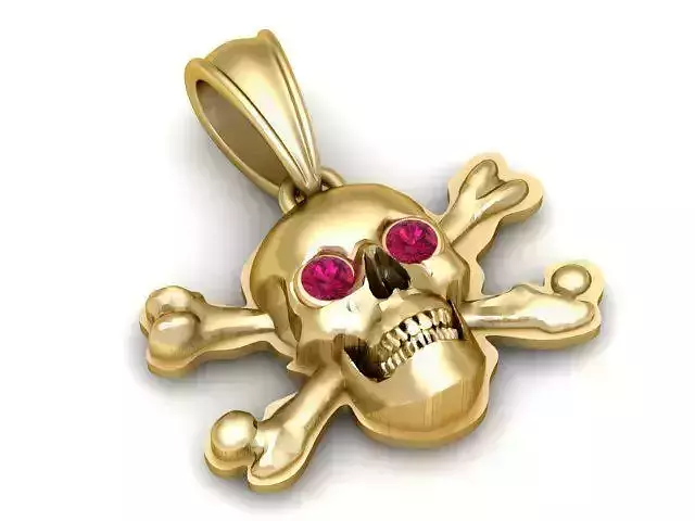 Gold Skull Crossbones Pendant 3D Printable Jewelry Model