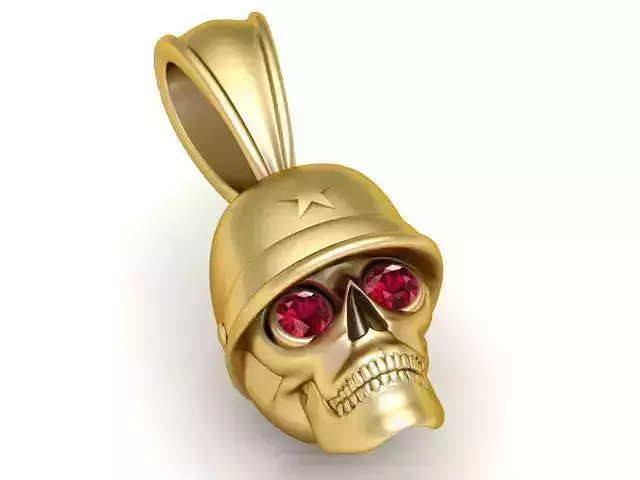 Military Skull Pendant 3D Printable Model