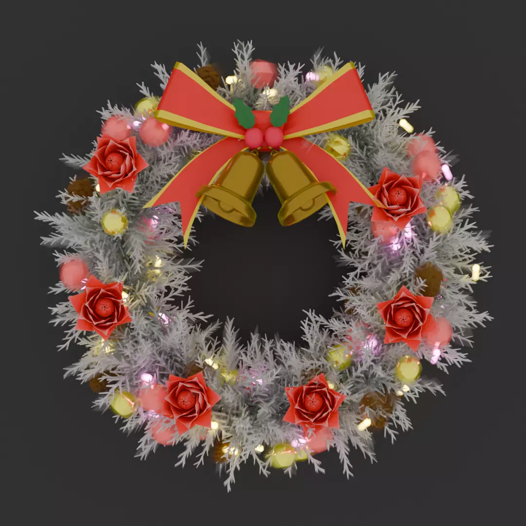 Snow White Christmas Wreath 3D model_3