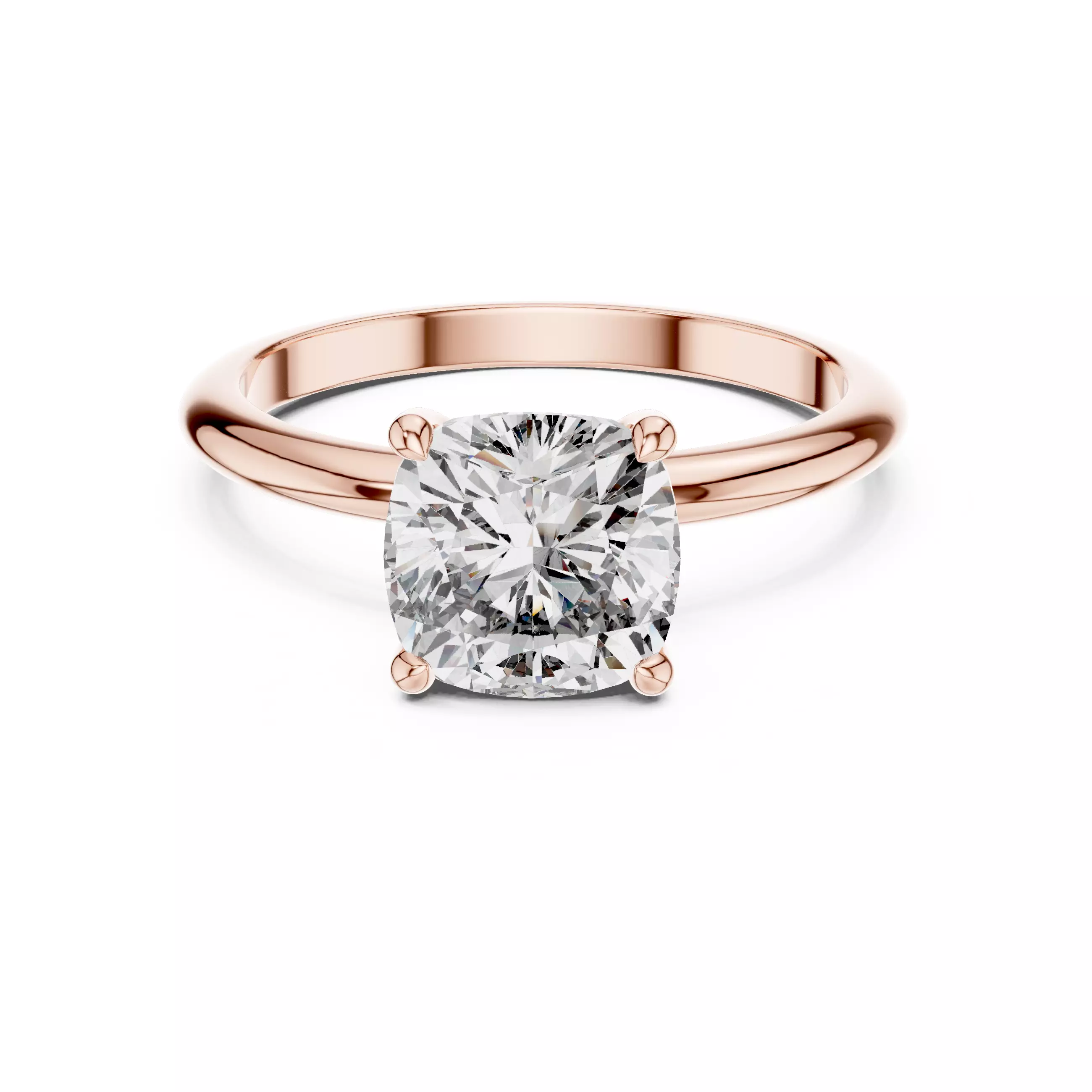 Cus Square Diamond Solitaire Ring 3D print model
