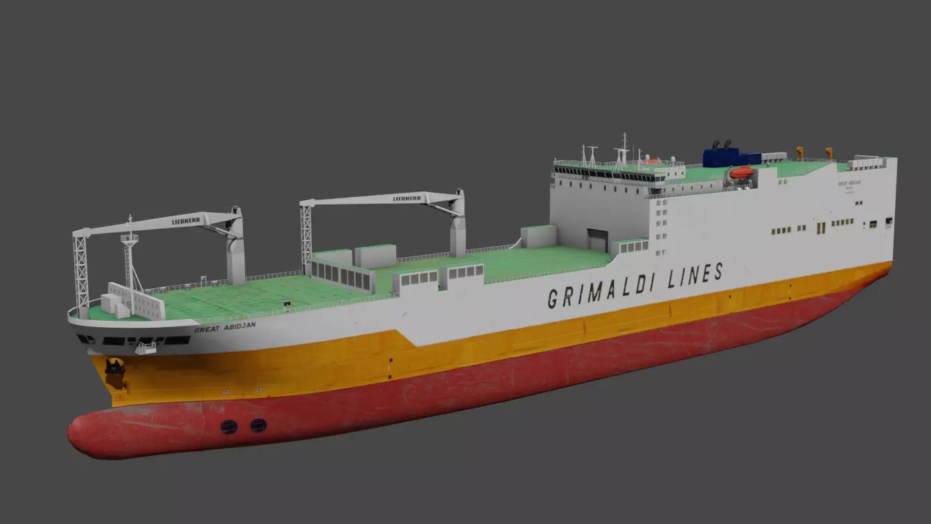 RO-RO Ship GREAT ABIDJAN Low-poly 3D model_1