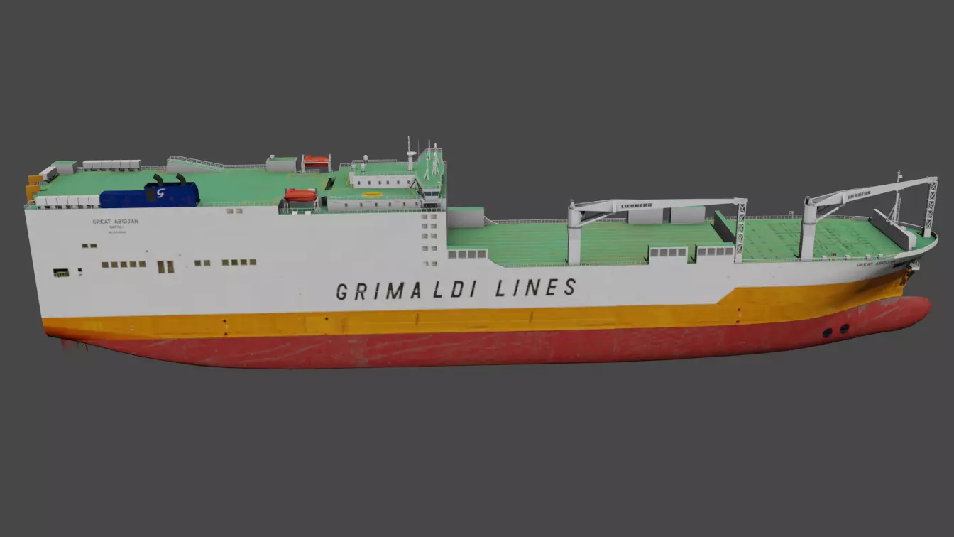 RO-RO Ship GREAT ABIDJAN Low-poly 3D model_5