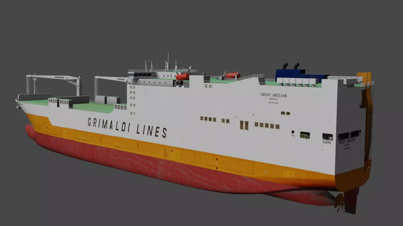 RO-RO Ship GREAT ABIDJAN Low-poly 3D model_3