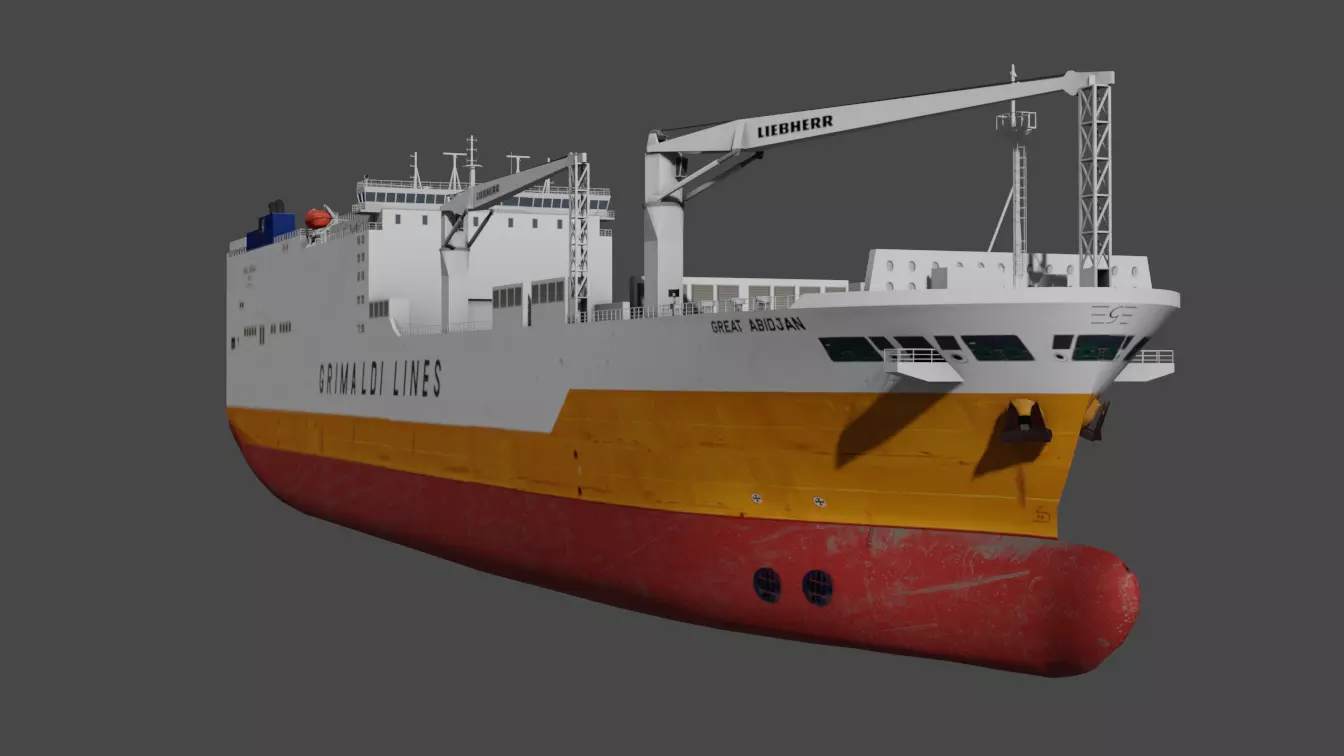 RO-RO Ship GREAT ABIDJAN Low-poly 3D model_8