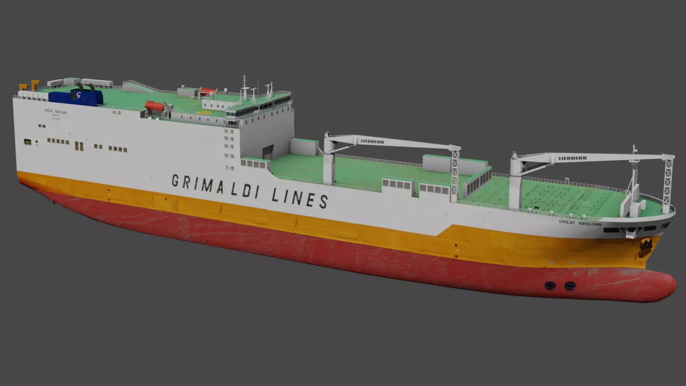 RO-RO Ship GREAT ABIDJAN Low-poly 3D model_0