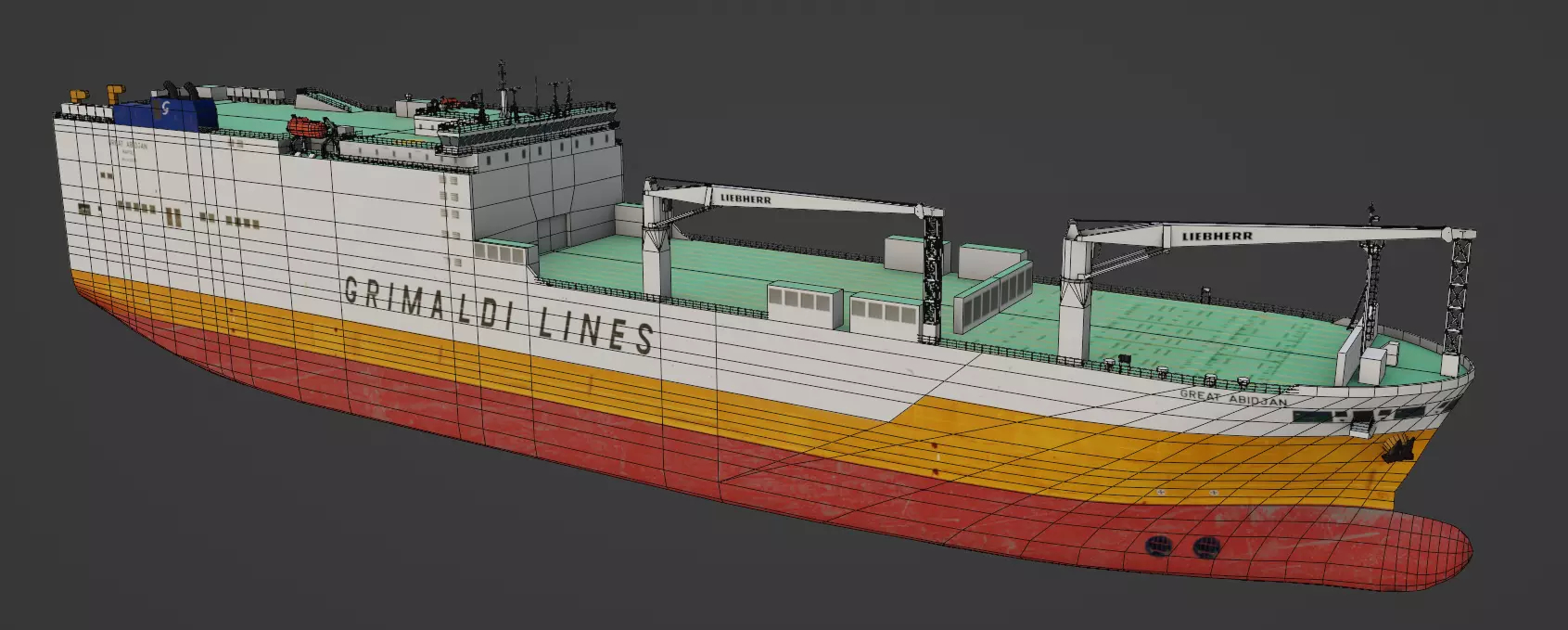 RO-RO Ship GREAT ABIDJAN Low-poly 3D model_12