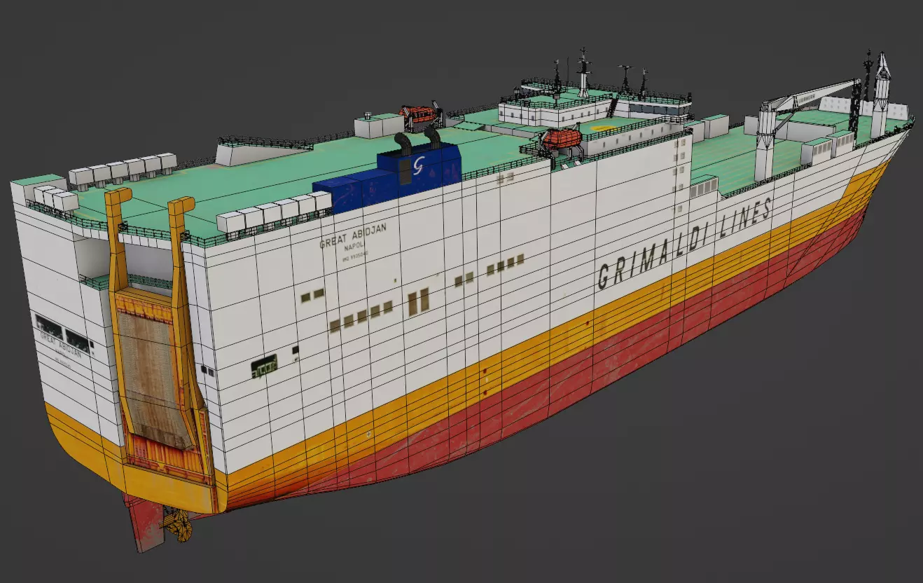 RO-RO Ship GREAT ABIDJAN Low-poly 3D model_11