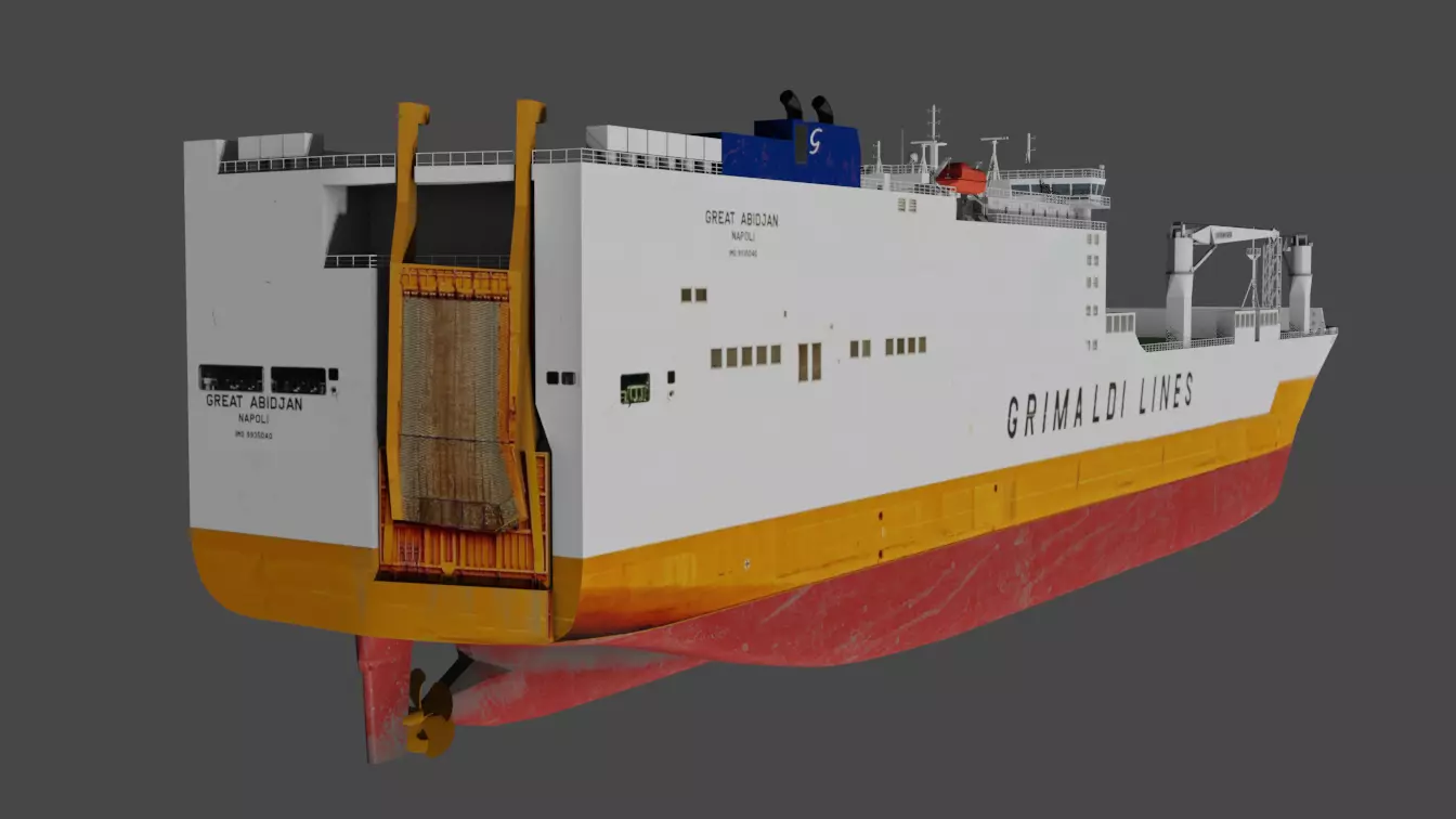 RO-RO Ship GREAT ABIDJAN Low-poly 3D model_9