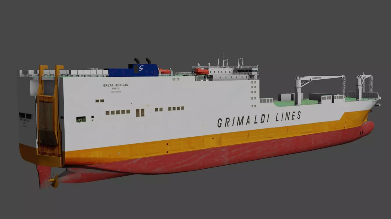 RO-RO Ship GREAT ABIDJAN Low-poly 3D model_4