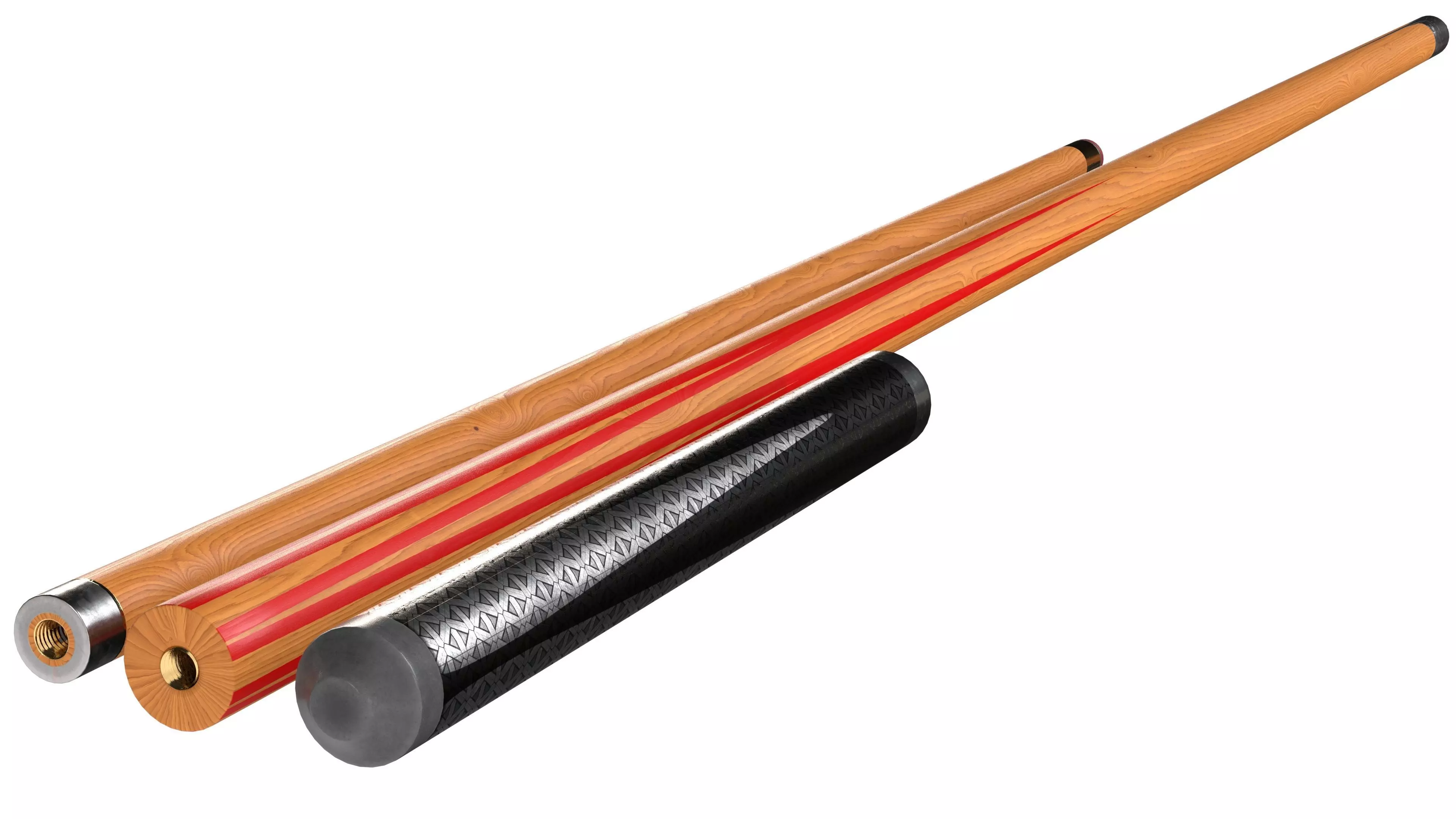 cue stick Low-poly 3D model_7