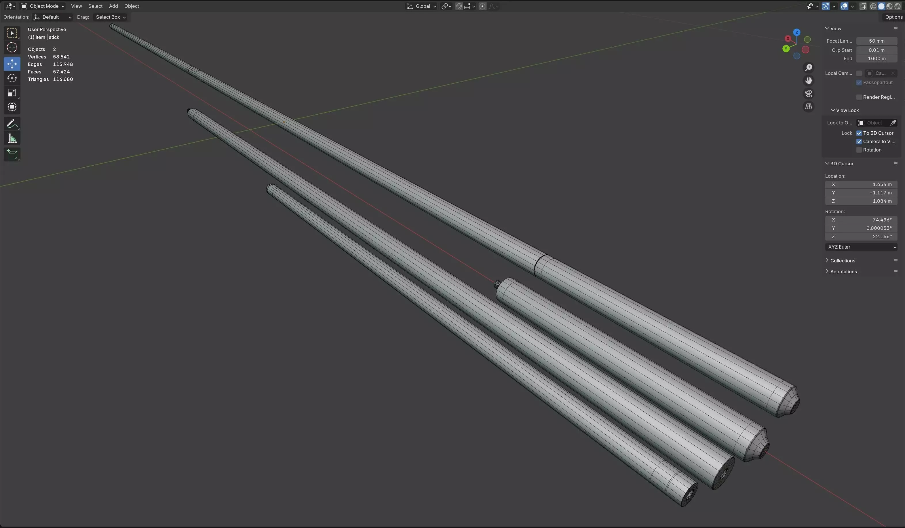 cue stick Low-poly 3D model_12