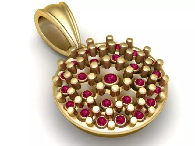 Geometric Circle Gemstone Pendant 3D Printable Model 3D print model_1