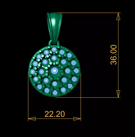 Geometric Circle Gemstone Pendant 3D Printable Model 3D print model_4