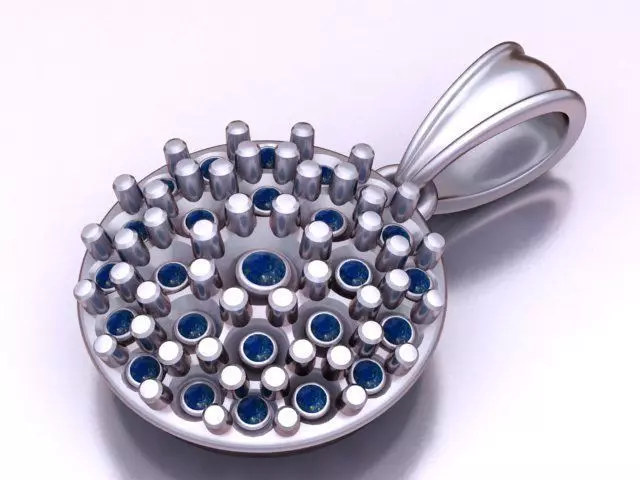 Geometric Circle Gemstone Pendant 3D Printable Model 3D print model_3