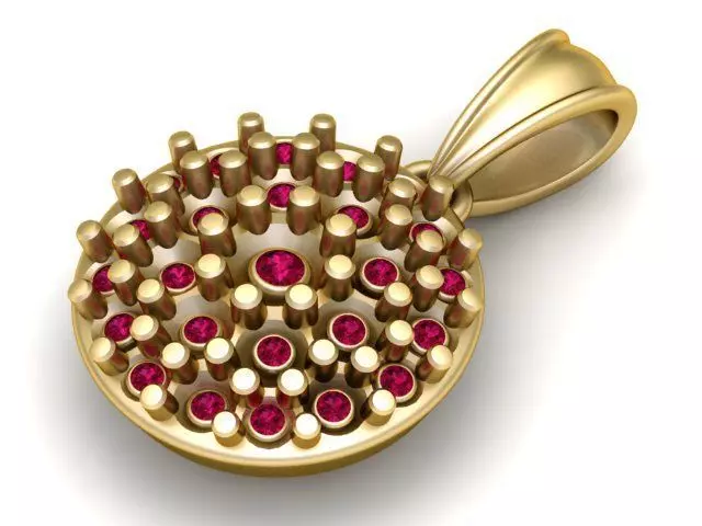 Geometric Circle Gemstone Pendant 3D Printable Model 3D print model_0