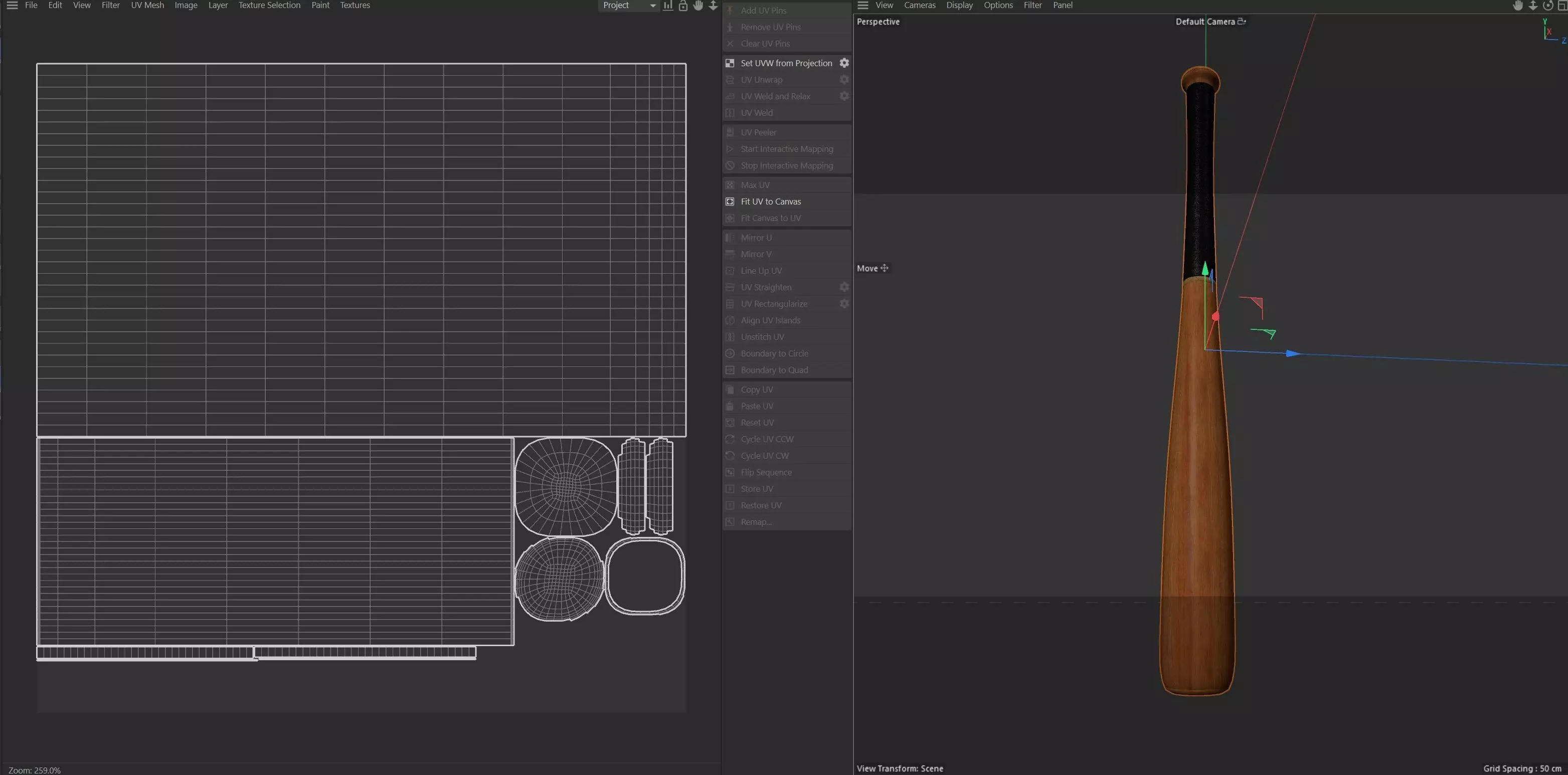 baseball bat Wooden Low-poly 3D model_8