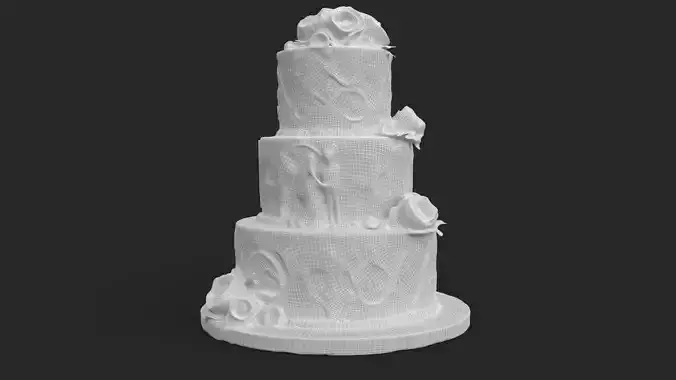 Wedding Cake Low-poly 3D model 5