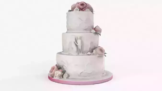Wedding Cake Low-poly 3D model 6