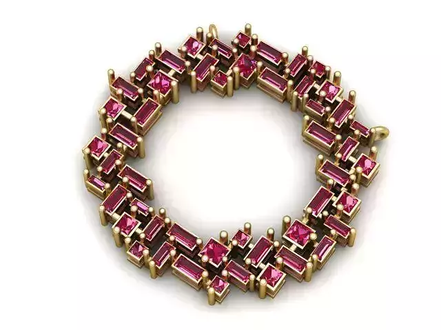 Geometric Gemstone Circle Pendant 3D Printable Model