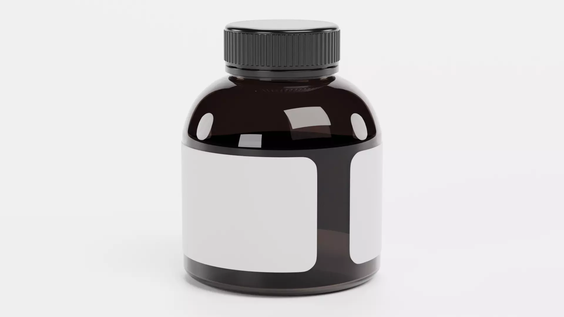 Pill Bottle V6 - Wide Glass Container with Blank Label 3D model