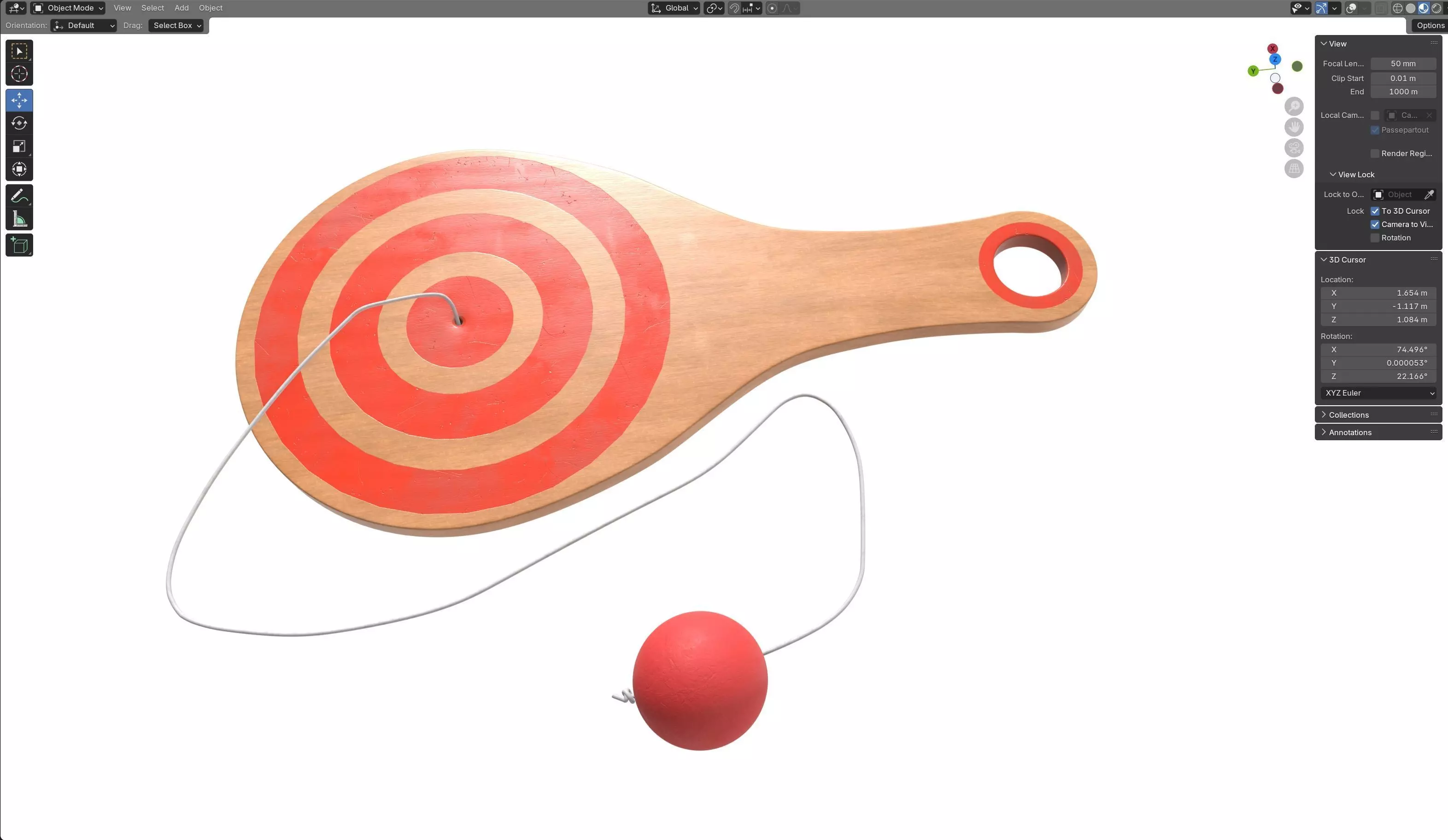 paddle ball Low-poly 3D model_5