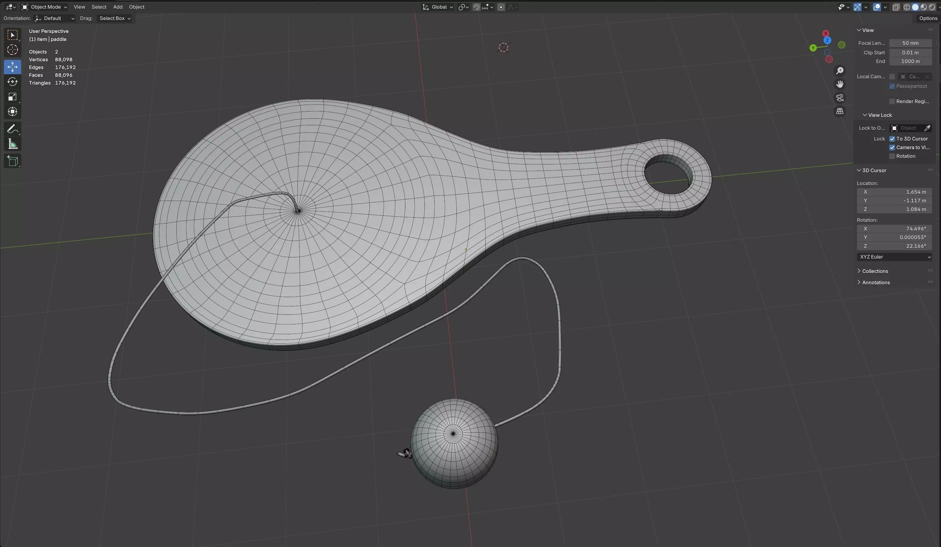 paddle ball Low-poly 3D model_8