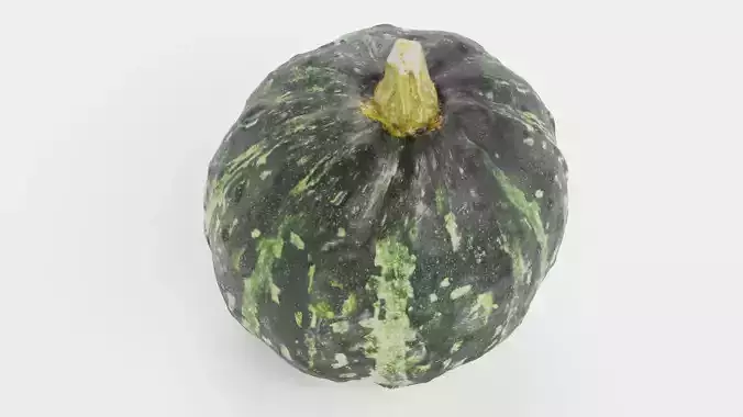 Pumpkin V2 - Realistic Dark Green Kabocha Squash 3D model 3