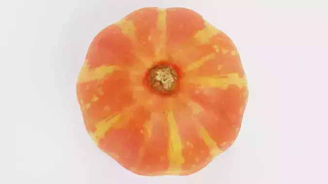 Pumpkin V5 - Realistic Orange Striped Hokkaido Squash 3D model 5