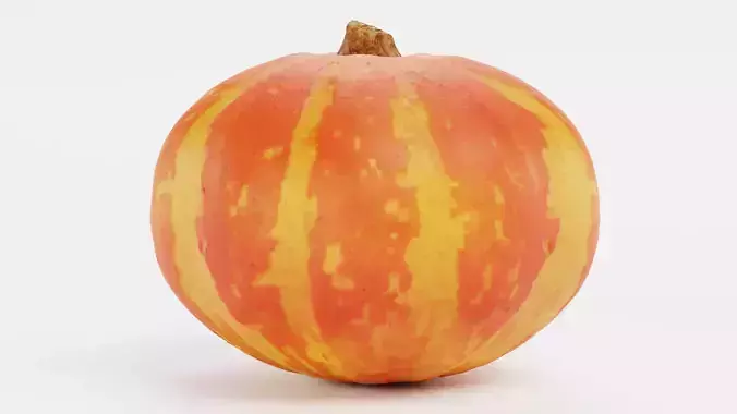 Pumpkin V5 - Realistic Orange Striped Hokkaido Squash 3D model