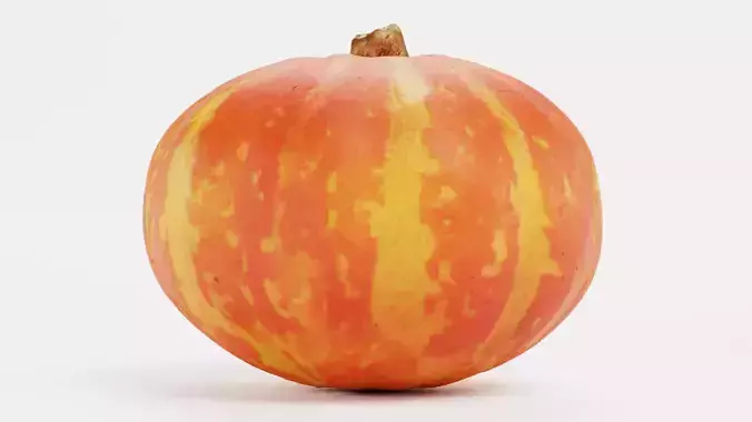 Pumpkin V5 - Realistic Orange Striped Hokkaido Squash 3D model 6