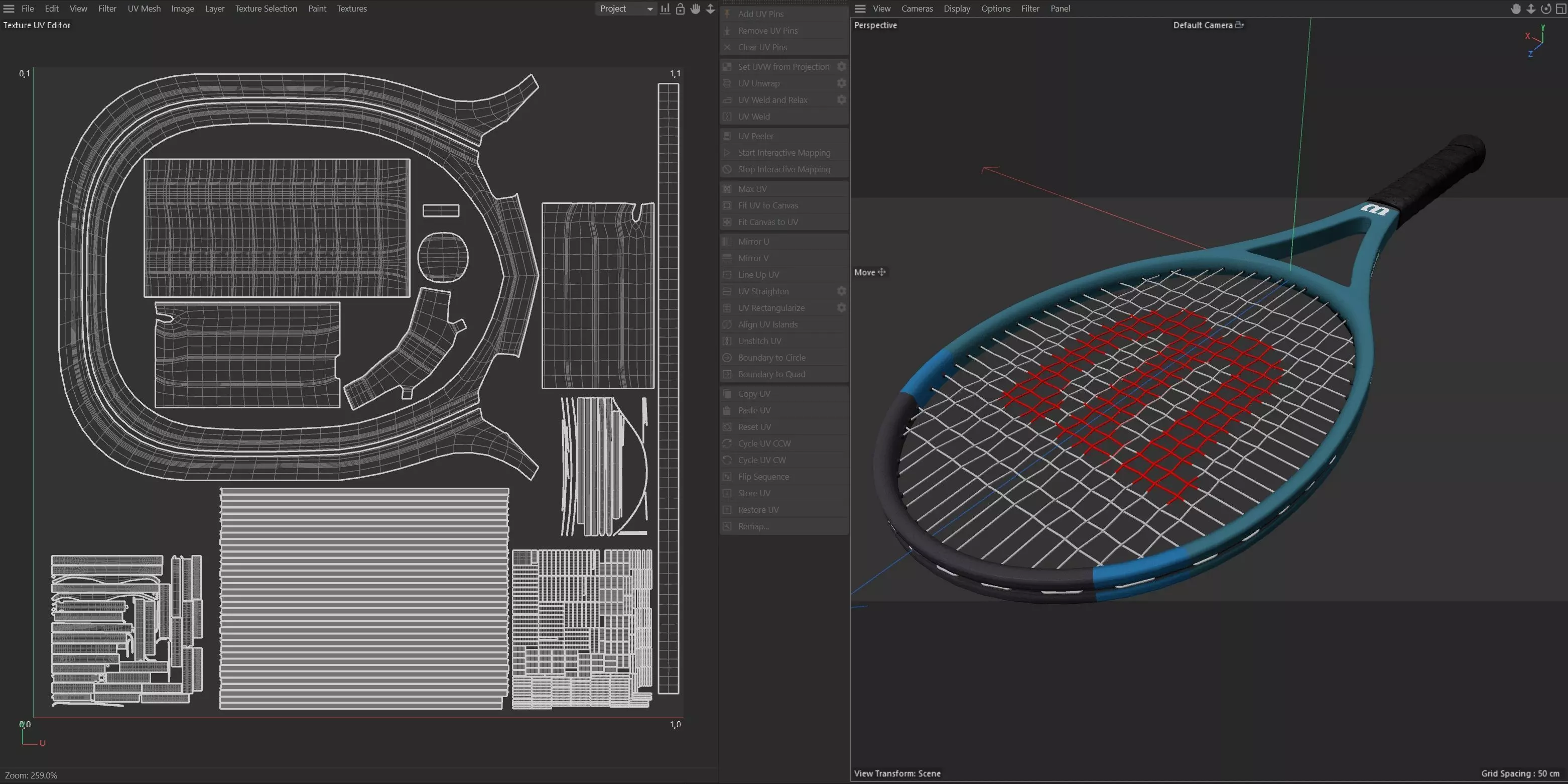 Tennis racket Low-poly 3D model_9