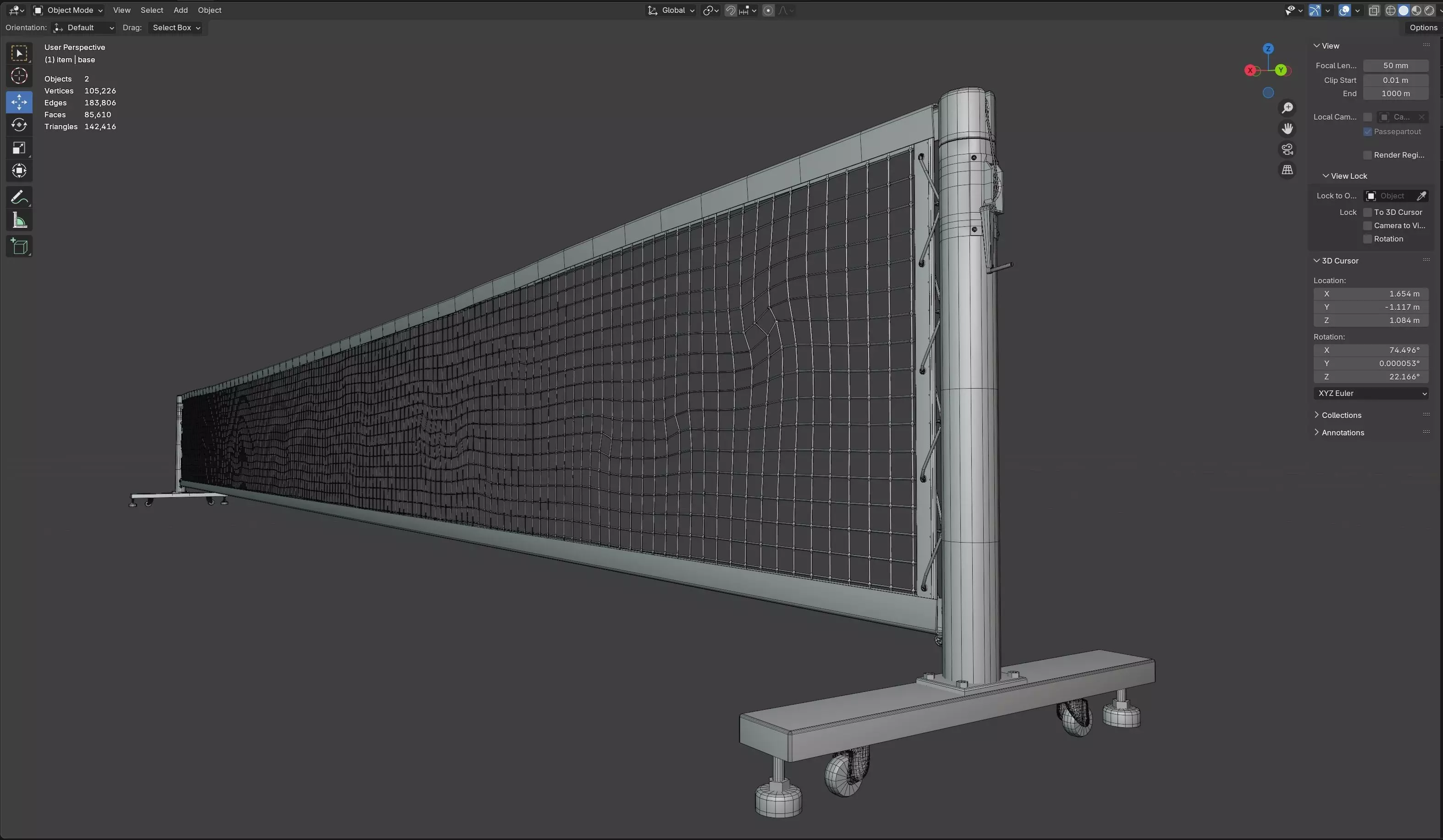 Tennis net Low-poly 3D model_8