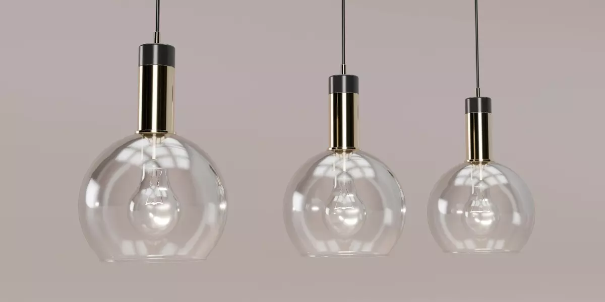 Modern Glass and Brass Ceiling Pendant 3D model Free 3D model_5