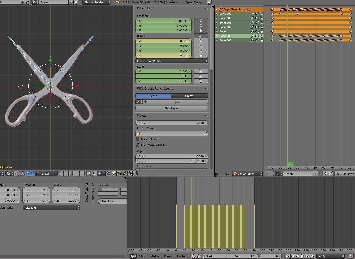 Scissors Rigged And Animated Old Version Low-poly 3D model_11