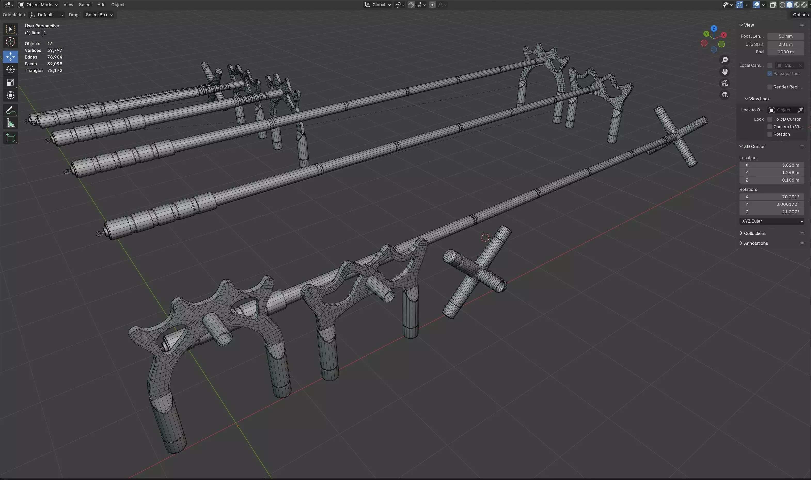 Retractable Billiards Cue Stick Bridge Low-poly 3D model_23