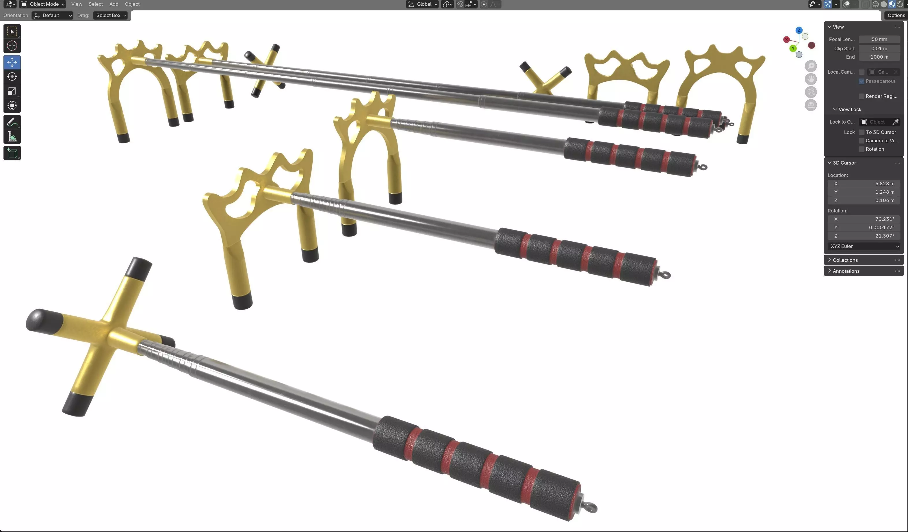 Retractable Billiards Cue Stick Bridge Low-poly 3D model_8