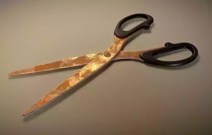 Scissors Rigged And Animated Rusty Version Low-poly 3D model