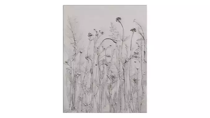 Rectangular Plaster Relief Panel Floral Wall Decor