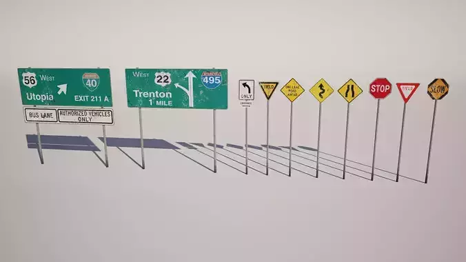  American RoadTraffic Signs Pack