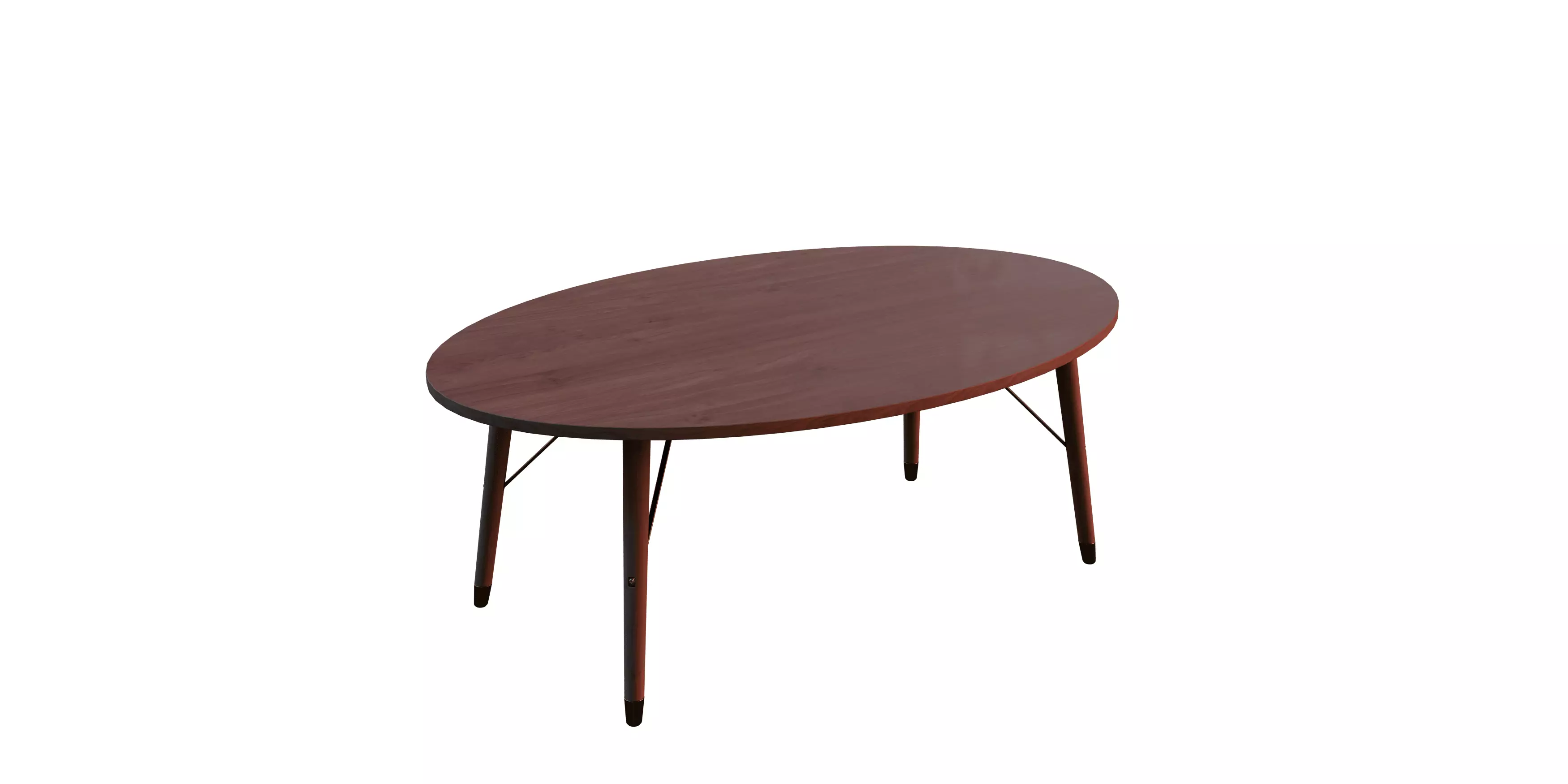 Oval Wood Coffee Table 01 Free low-poly 3D model_1